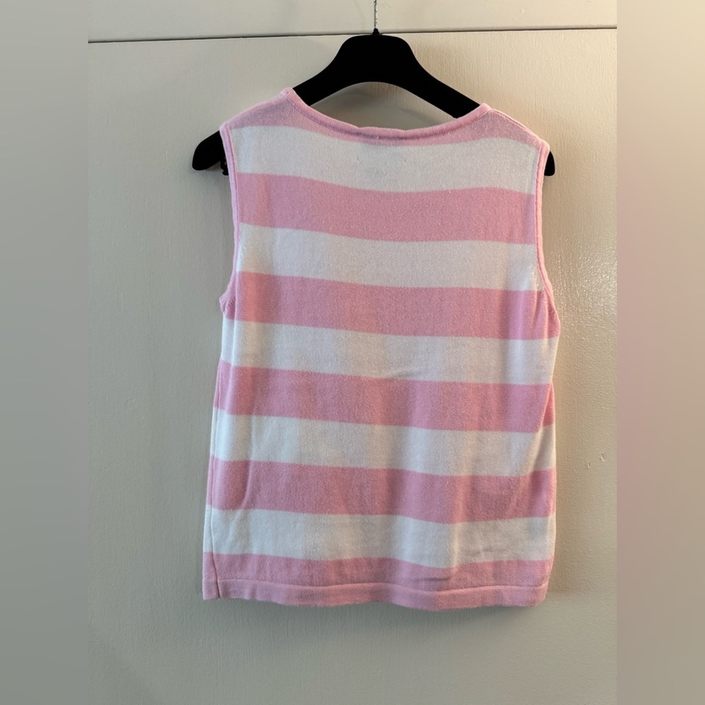 Vintage Lilly Pulitzer Pink Striped cotton Knit Top Tank small White Label - Picture 3 of 3